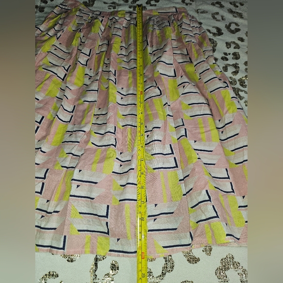 5 For $25✨J Crew Size 6 Medium Abstract Yellow Pink Long Maxi Skirt With Pockets - Picture 5 of 5